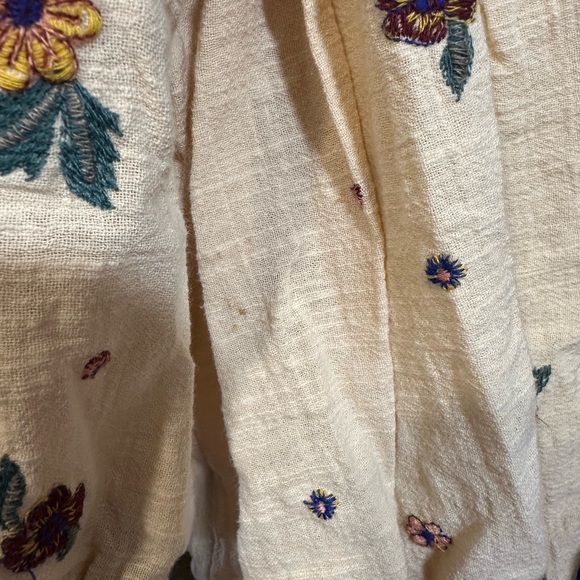 Free People Cream Off-Shoulder Floral Embroidered Smocked Top - Picture 4 of 4